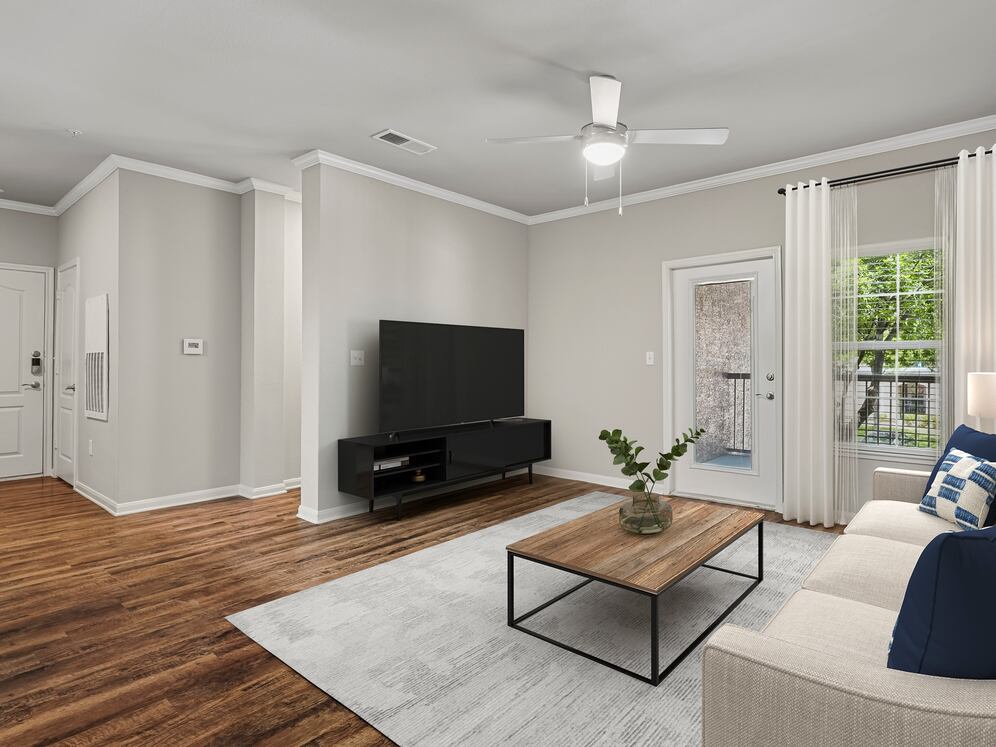 Living room with hard surface flooring