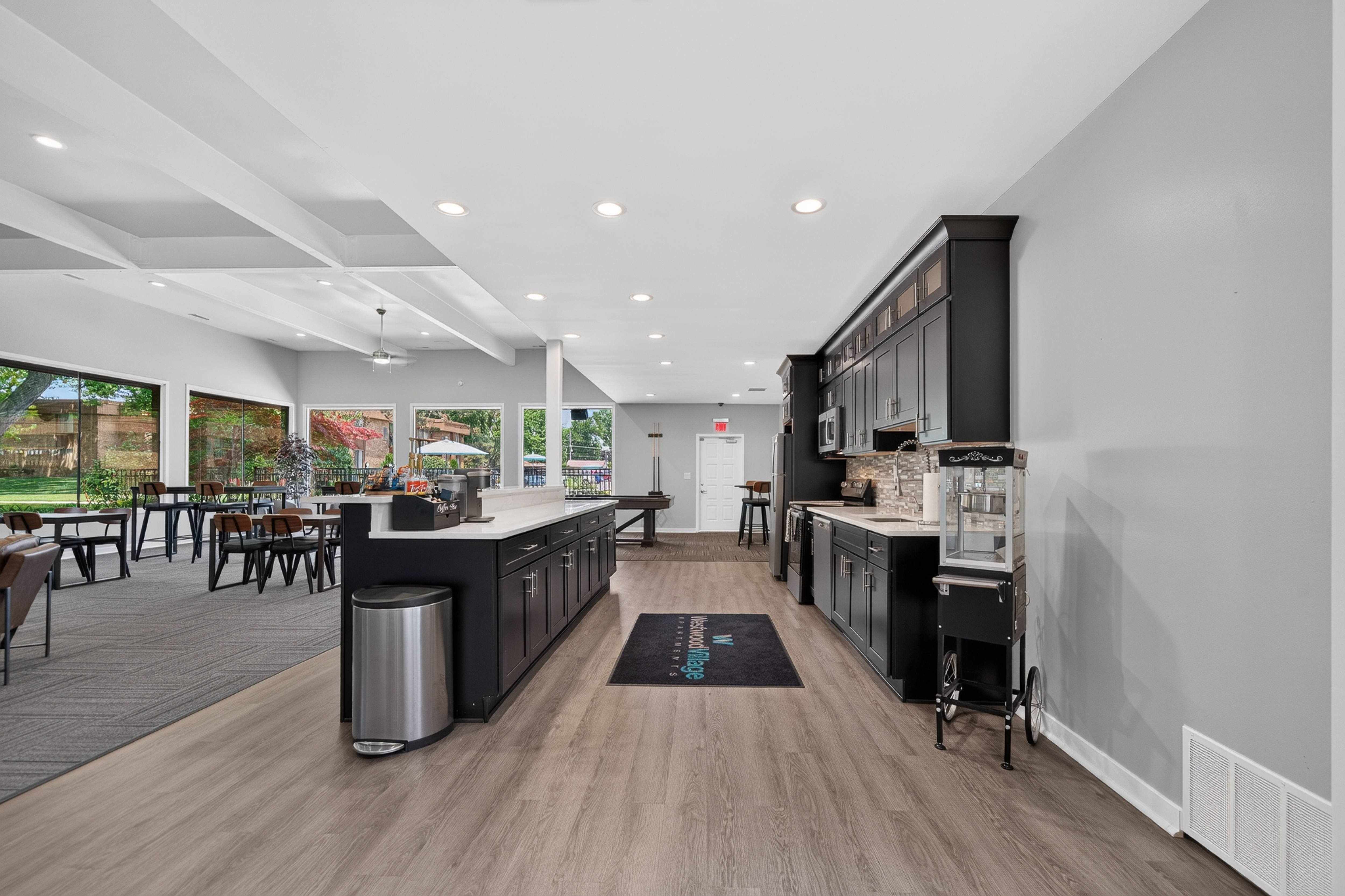 Updated and spacious resident clubhouse at Westwood Village Apartments in Westland, MI.