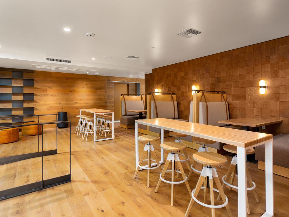 Building B resident lounge with work from home areas