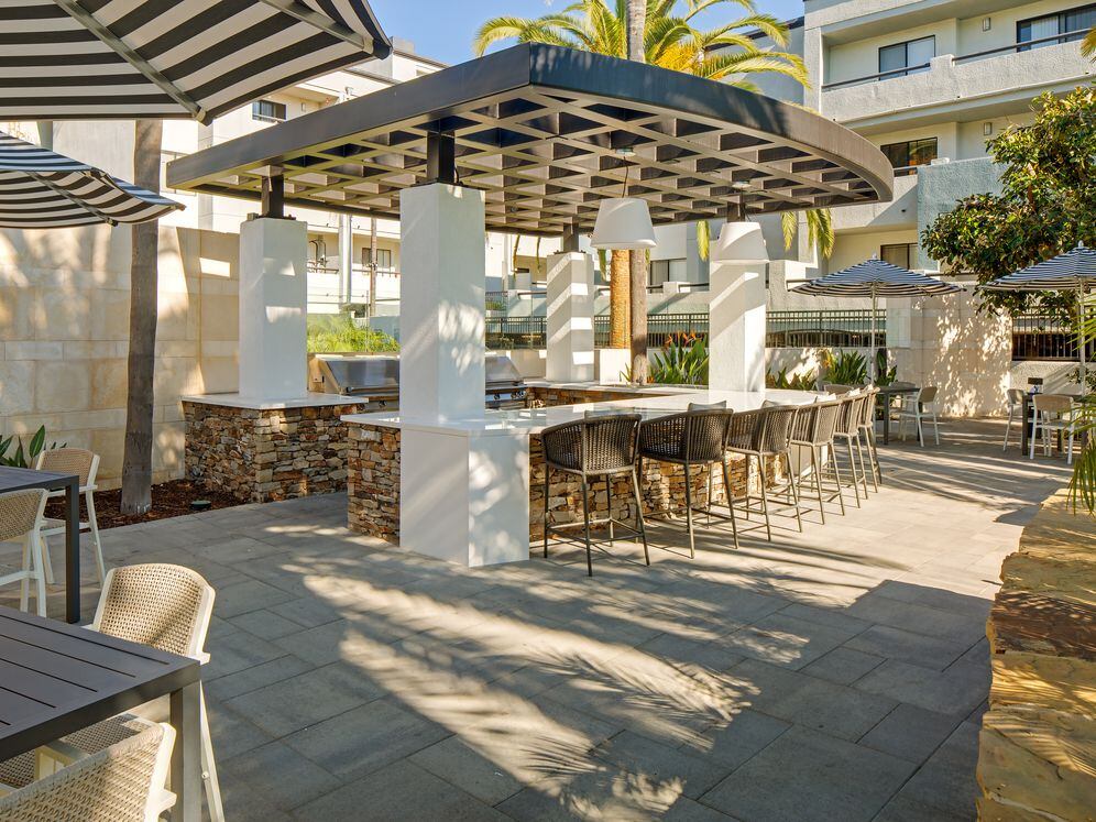 Outdoor kitchen and grill area
