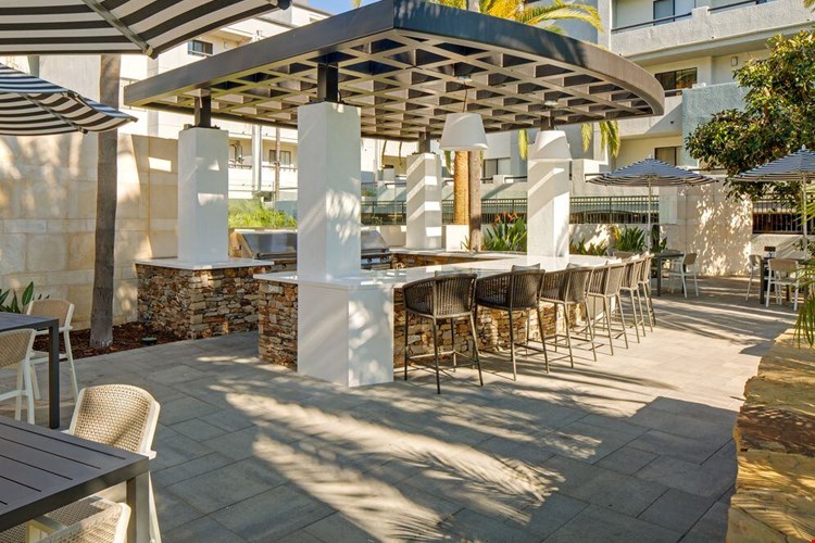 Outdoor kitchen and grill area