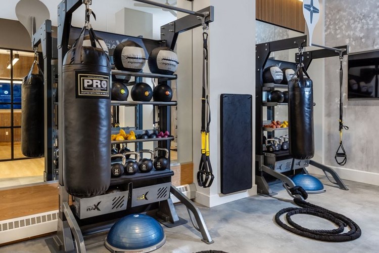 Fitness center with TRX equipment