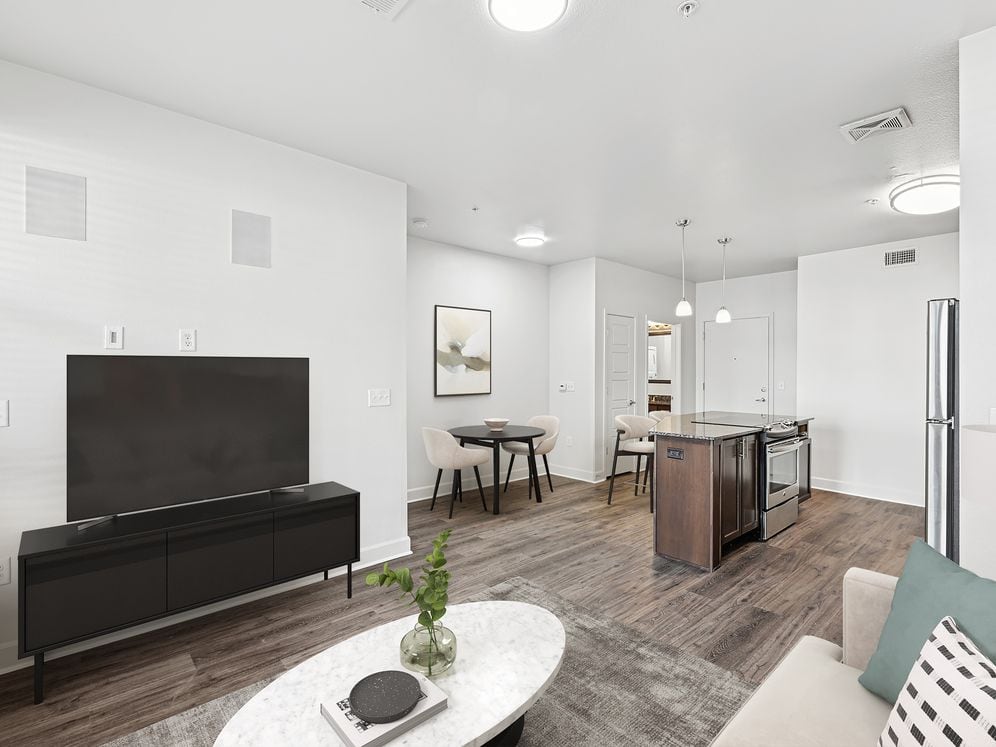 Living room and kitchen