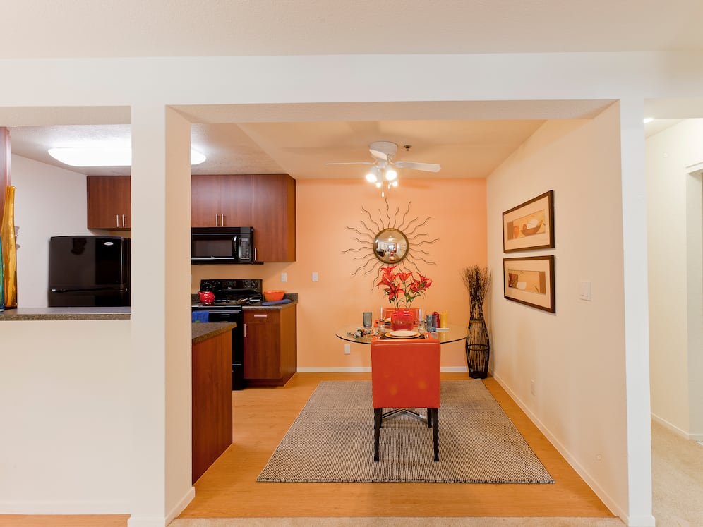 Classic Package kitchen and dining area with hard surface flooring