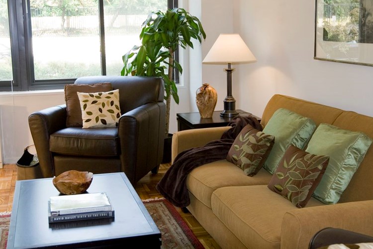 Living area with parquet flooring