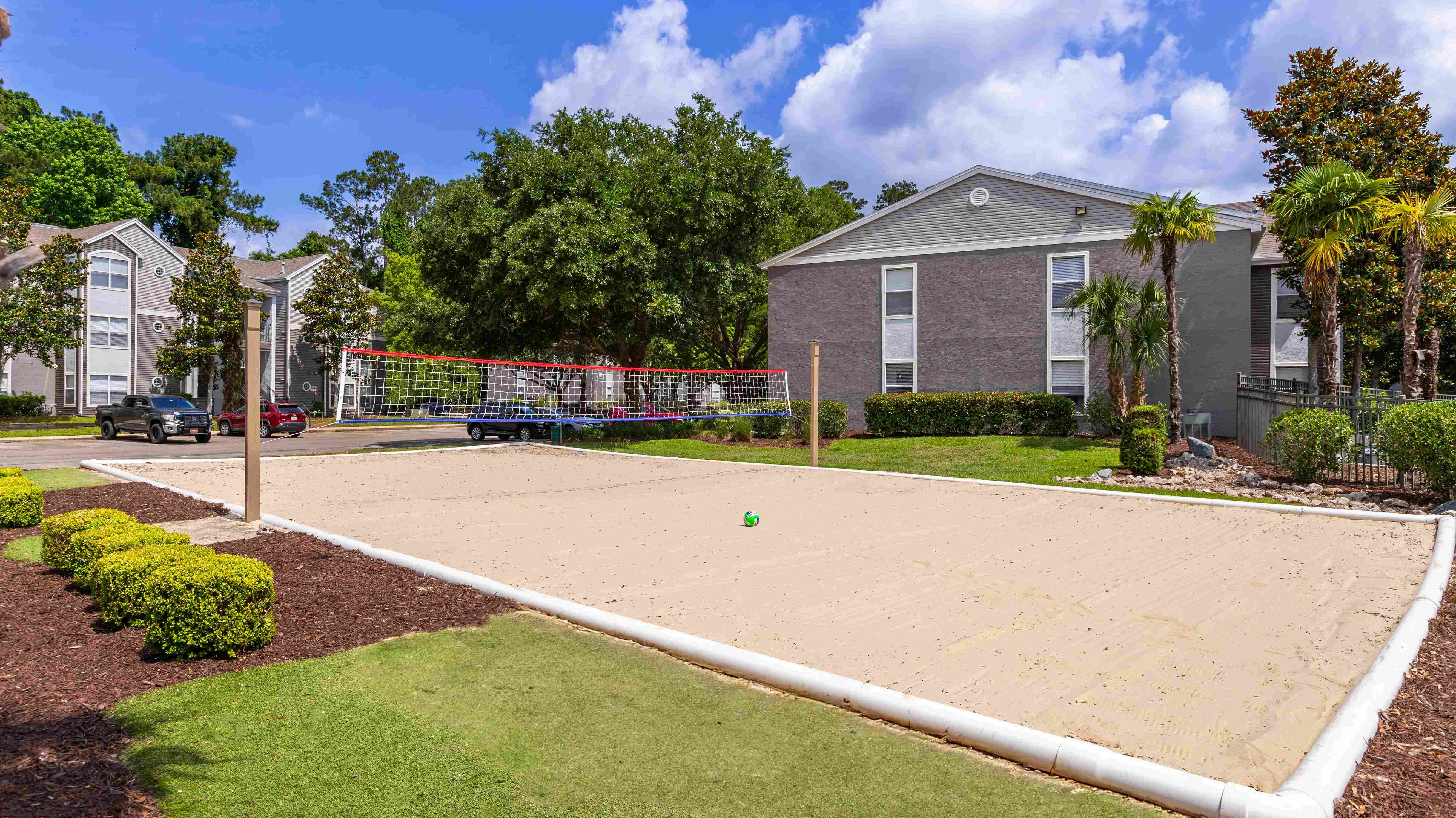 Whether you're spiking or just soaking up the sun, our sand volleyball court offers the perfect spot to stay active and connect with neighbors.
