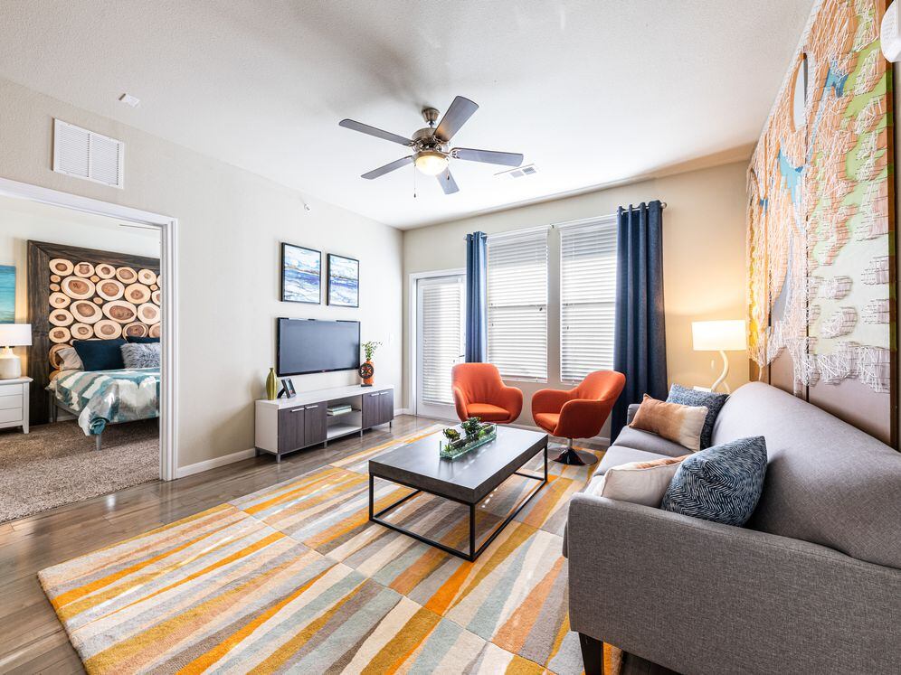 Living room with hard surface flooring