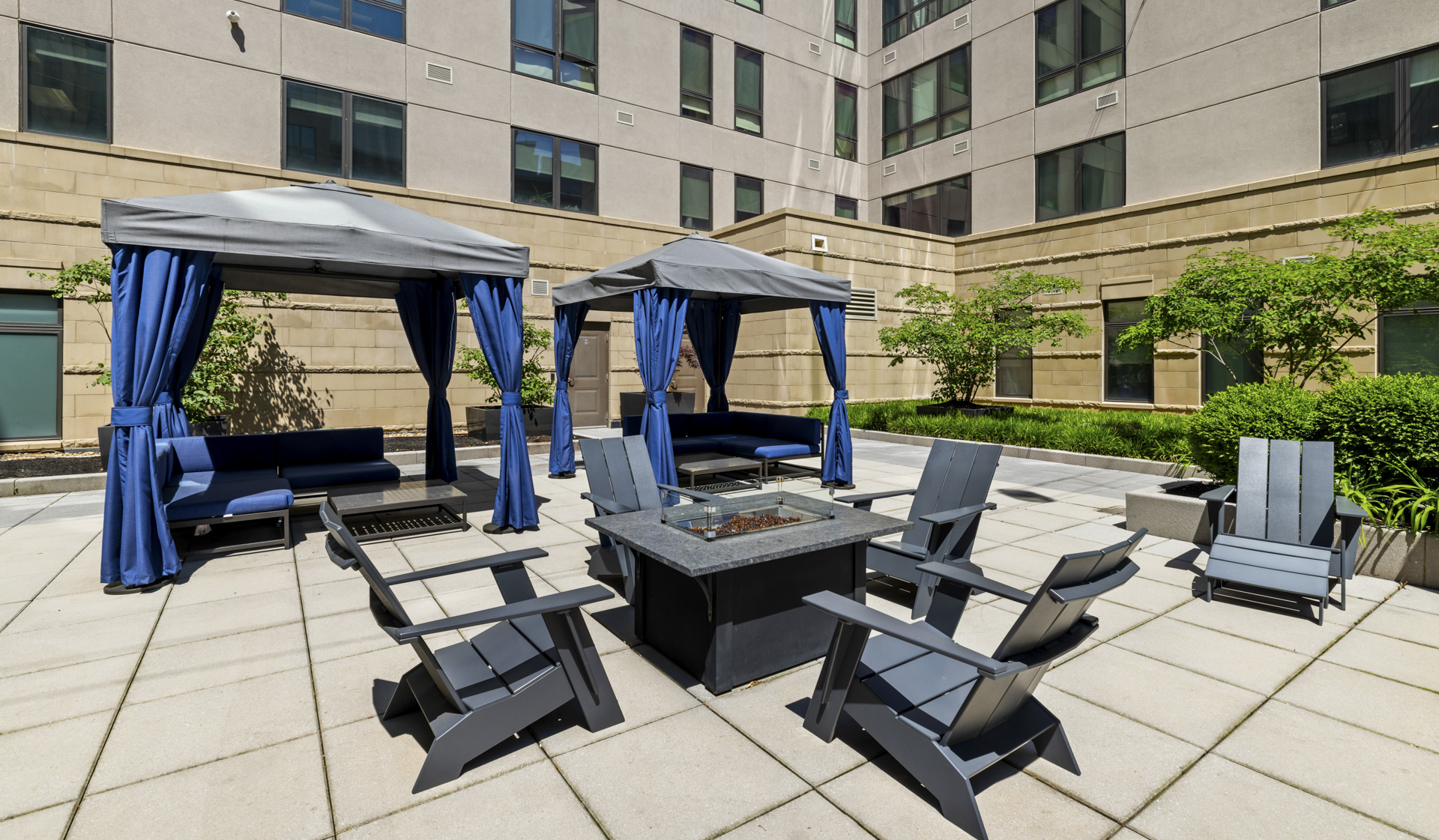 Enjoy sitting around the fire at your community courtyard 