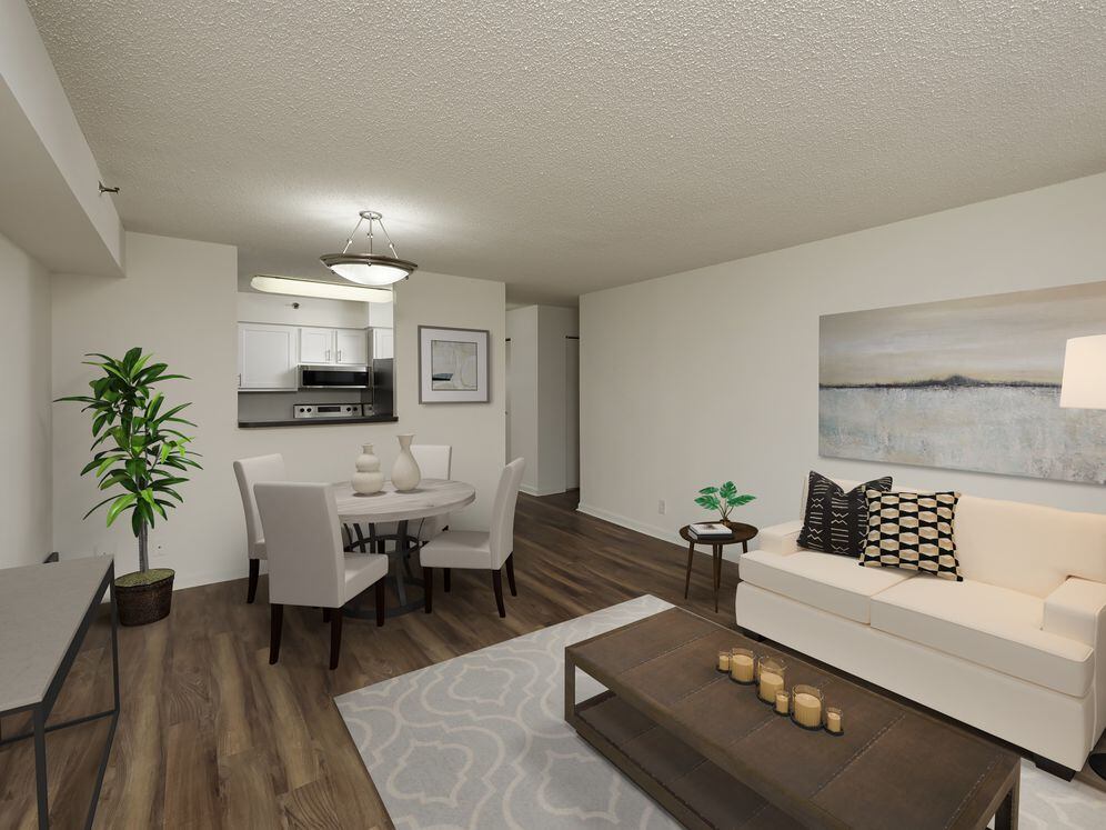 Finish Package III living and dining area with hard surface flooring