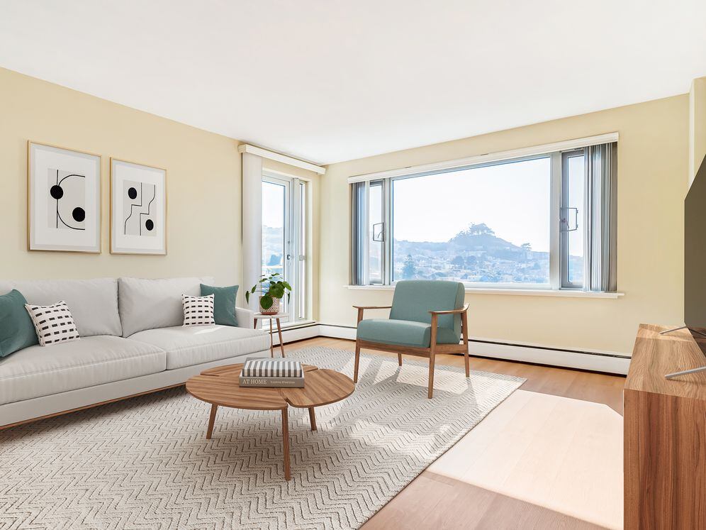 Living room with hard surface flooring