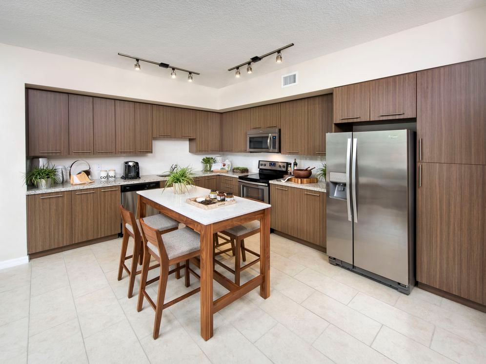 Kitchen with granite countertops, and stainless steel appliances