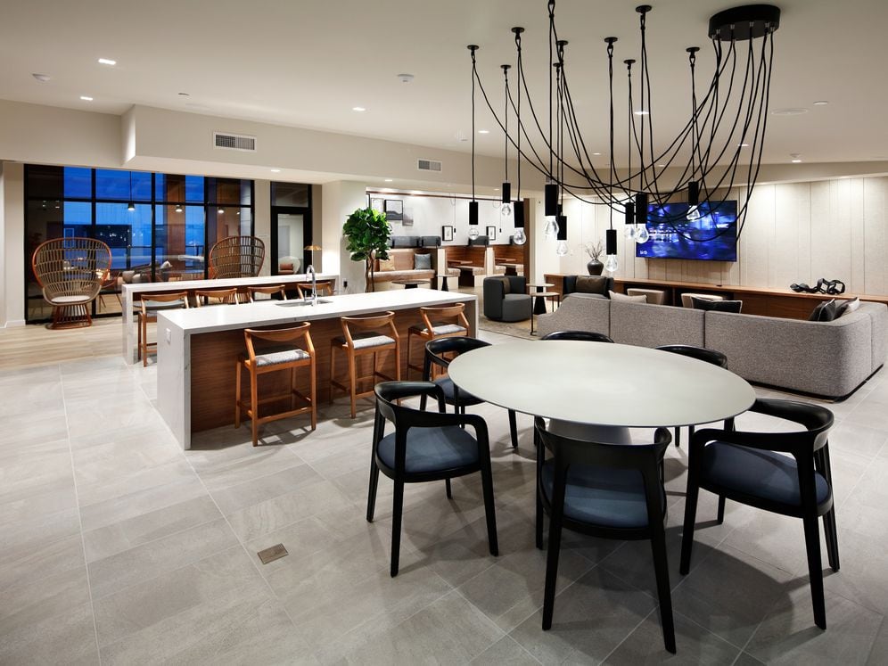 Terrace lounge with seating areas and work-from-home spaces