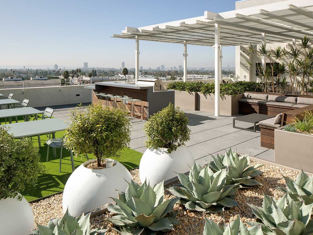 Roofdeck with barbeque grills and seating