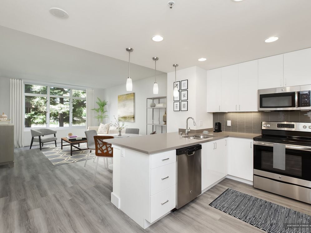 Modern Collection Kitchen Living and Dining with Hard Surface Vinyl Plank Flooring