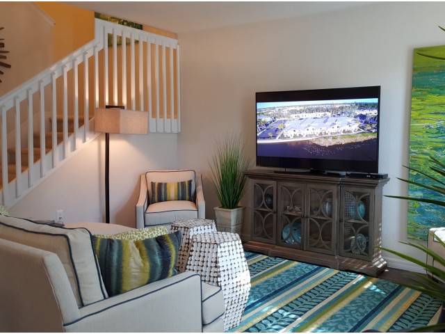 Two story townhome living room with seating for 6 or more!