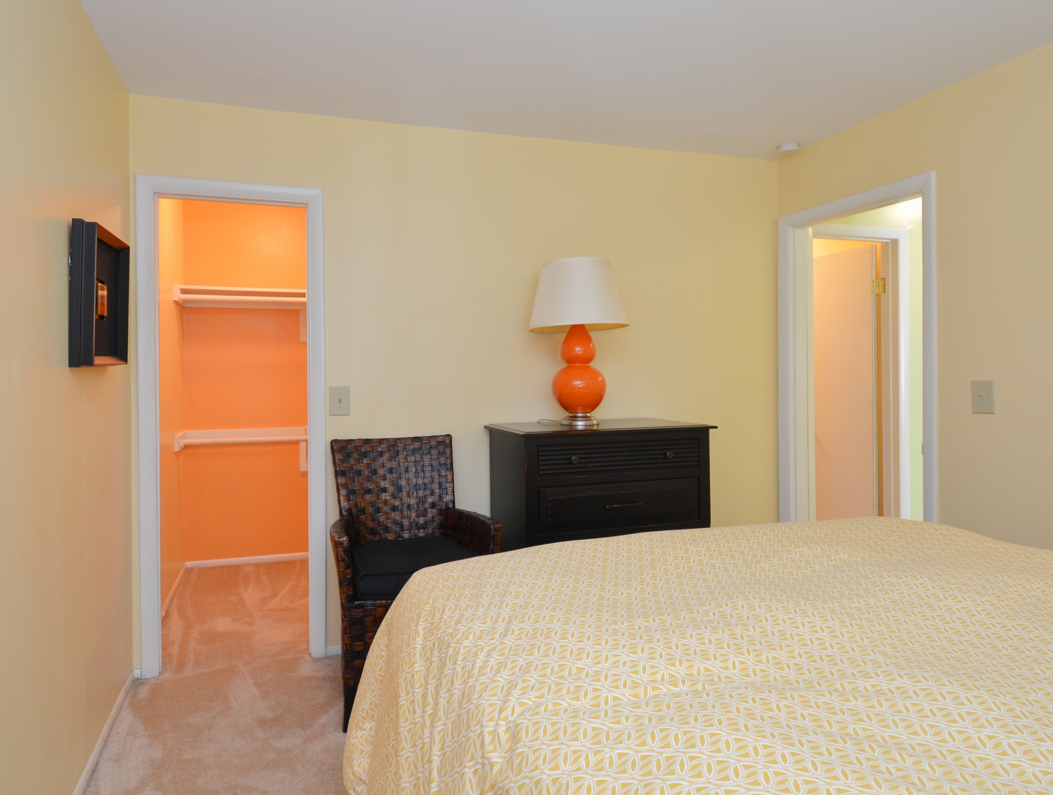Sample furnished bedroom at Spring House Apartments