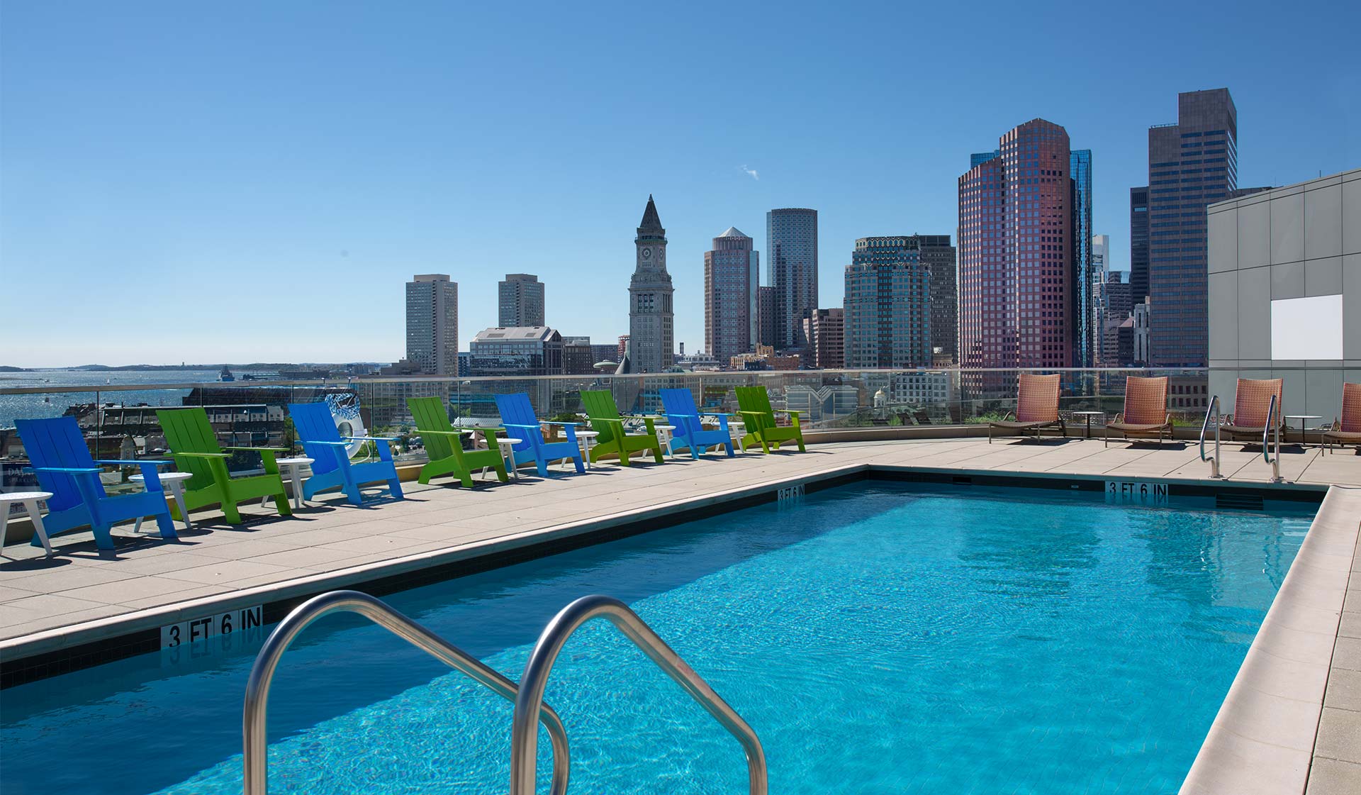 Take a swim in the rooftop pool while taking in the views