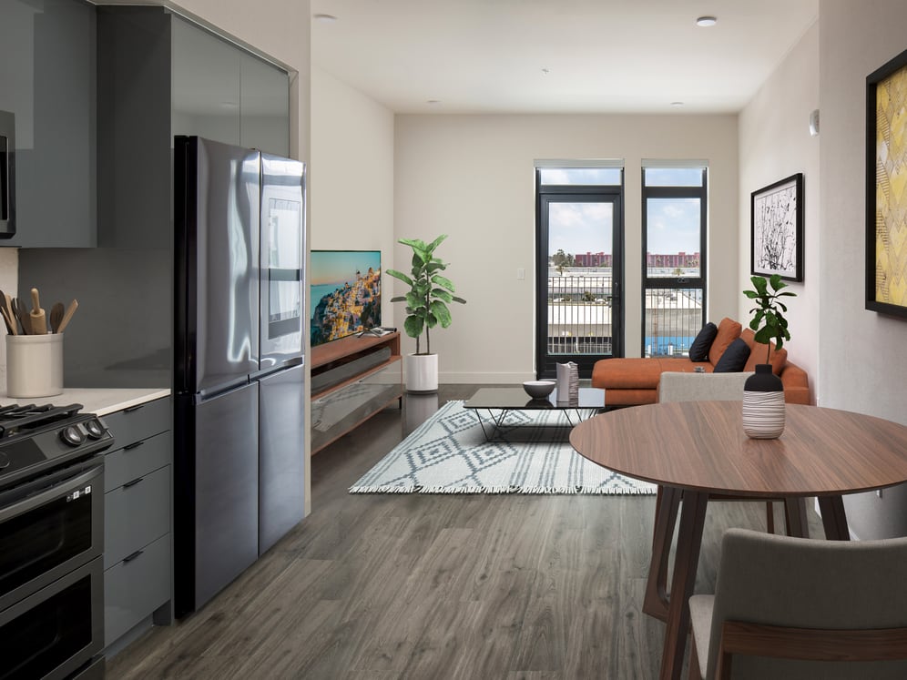 Upgrade Package Kitchen, living, and dining area with hard-surface flooring throughout