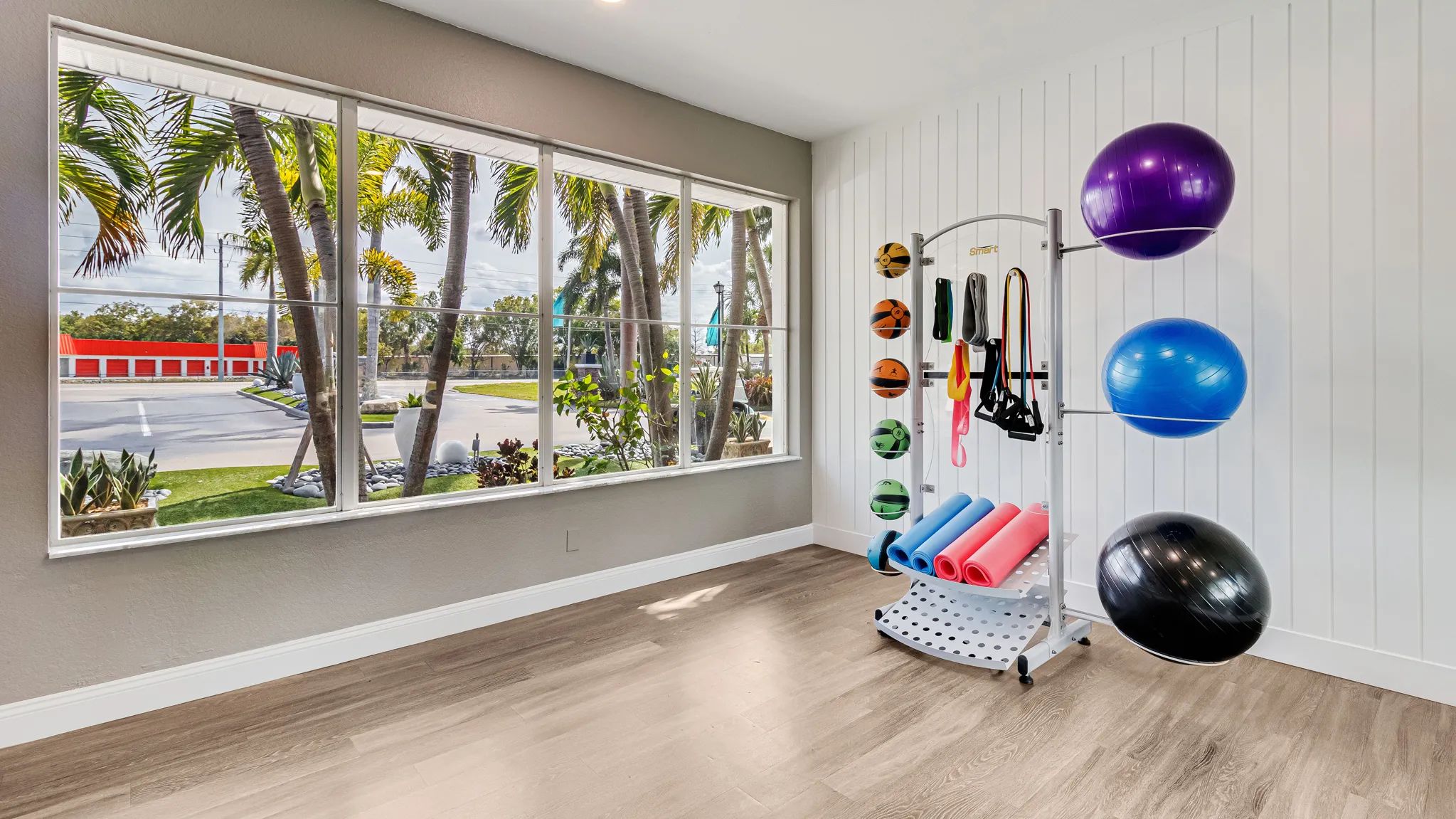 Our serene yoga studio offers all the essentials for stretching, strengthening, and finding your flow.