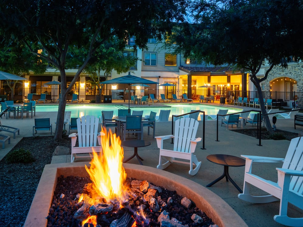 Courtyard with seating and fire pit