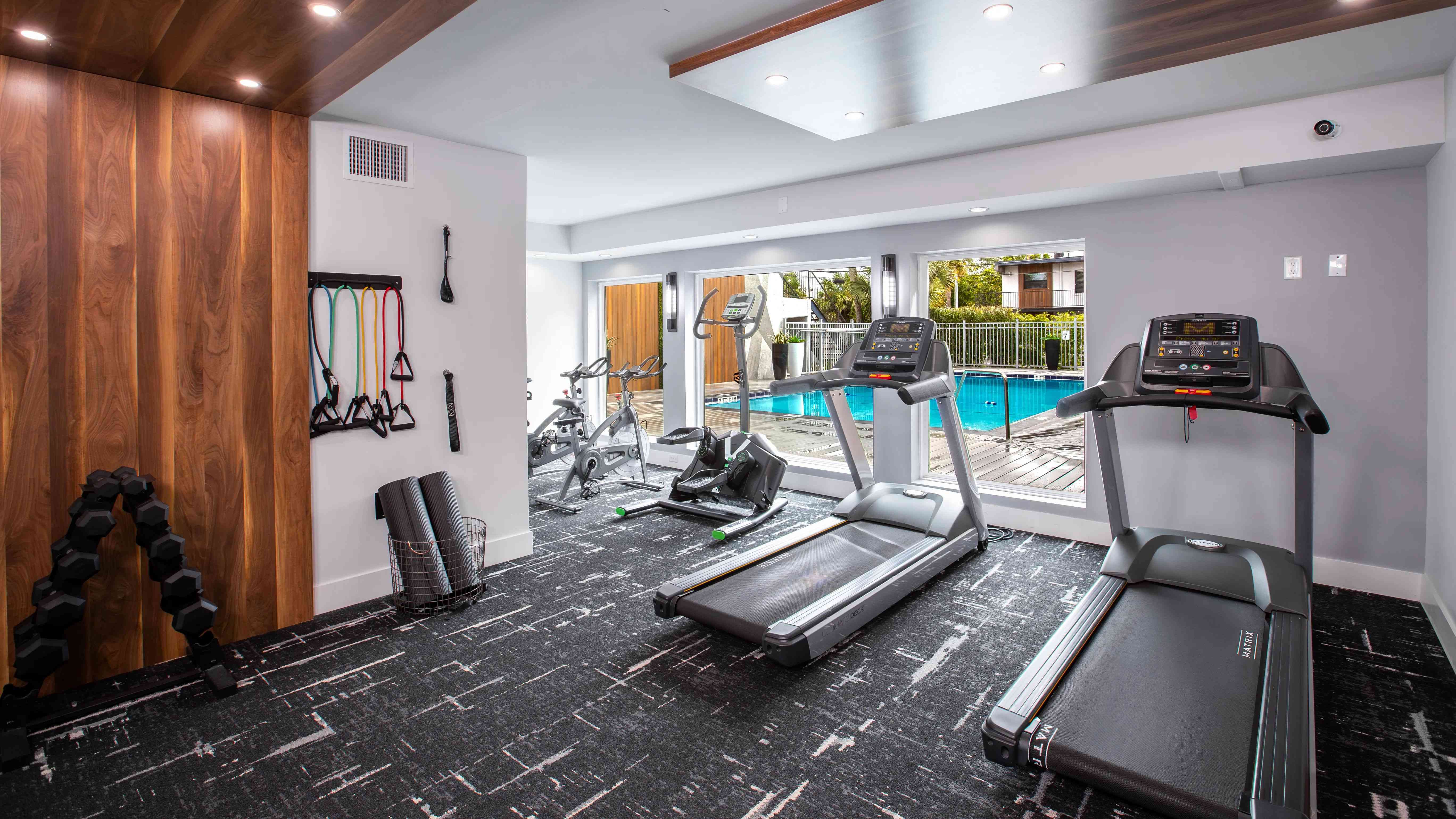 Energize your workout with scenic poolside views in our modern fitness center. Enjoy top-tier equipment, from treadmills to strength training gear, all designed to keep you active and motivated in a refreshing atmosphere.