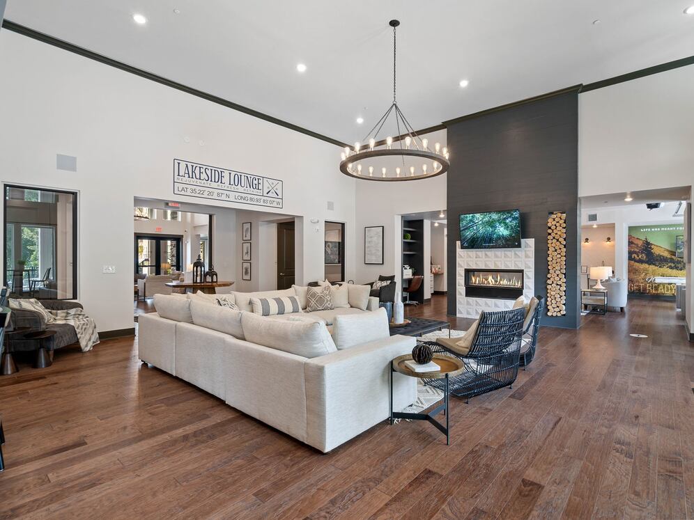 Resident lounge with fireplace