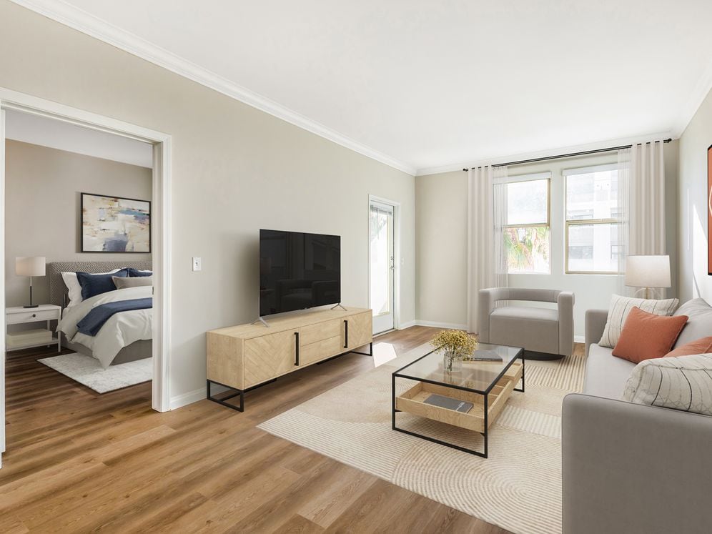 Classic Package II living room with hard surface flooring