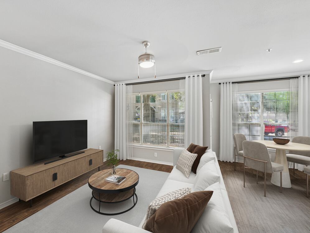 Living and dining area with hard surface flooring