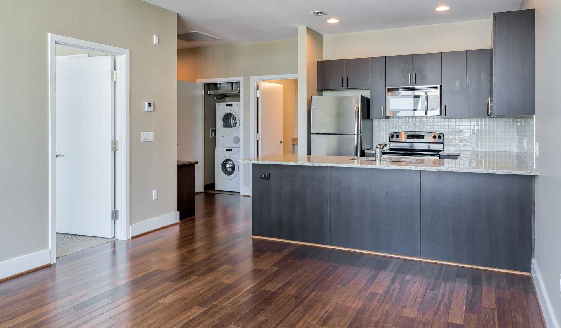 Spacious floor plans with wood flooring throughout