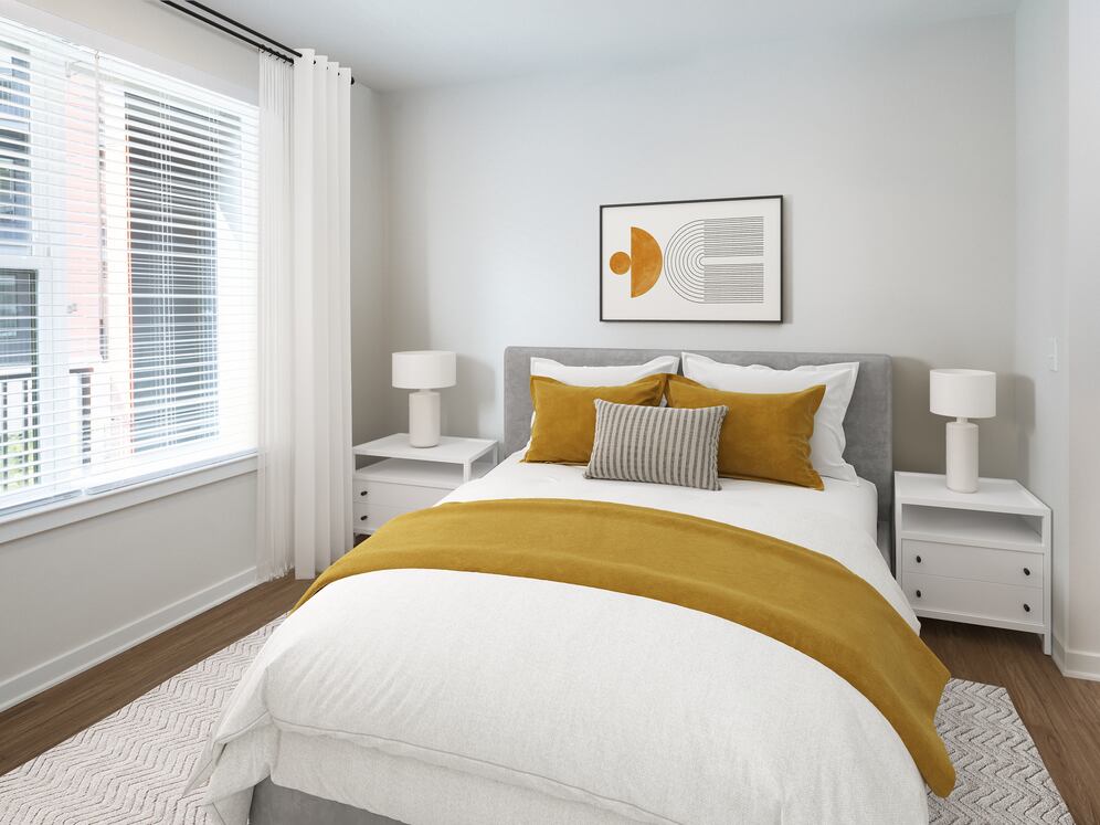 Bedroom with hard surface flooring