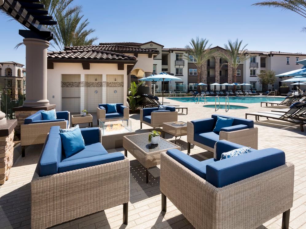 Outdoor Fireplace with Lounge Seating