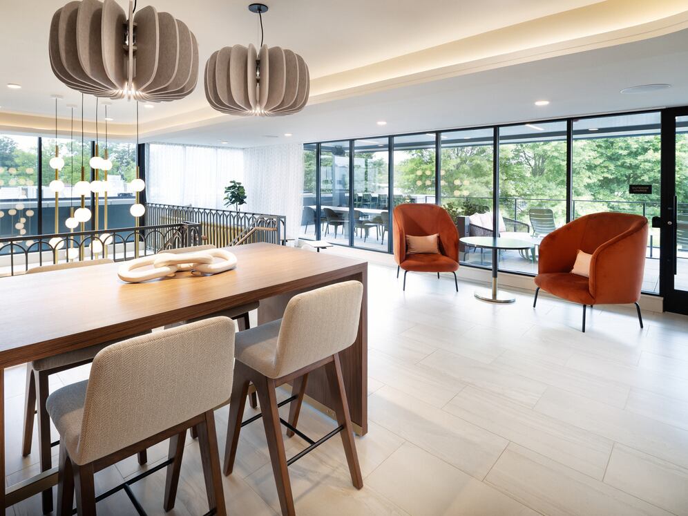 Two story clubroom with a porch