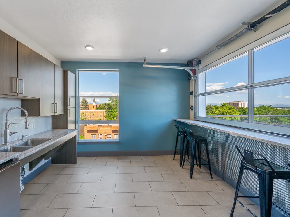 Rooftop lounge with kitchenette