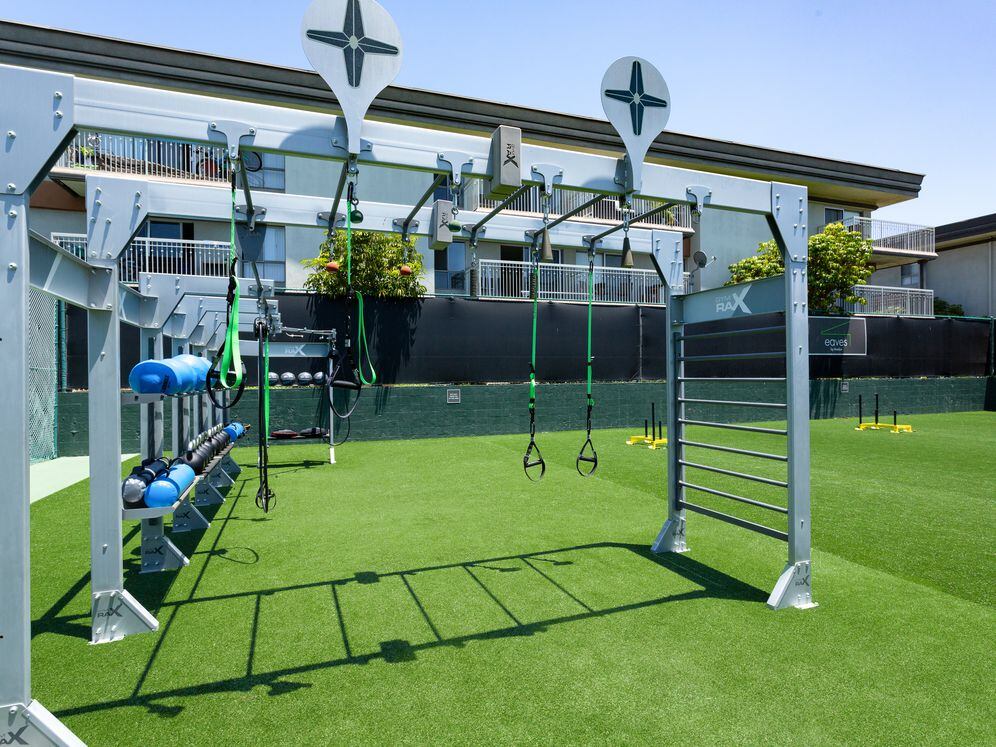 Outdoor fitness area with TRX equipment
