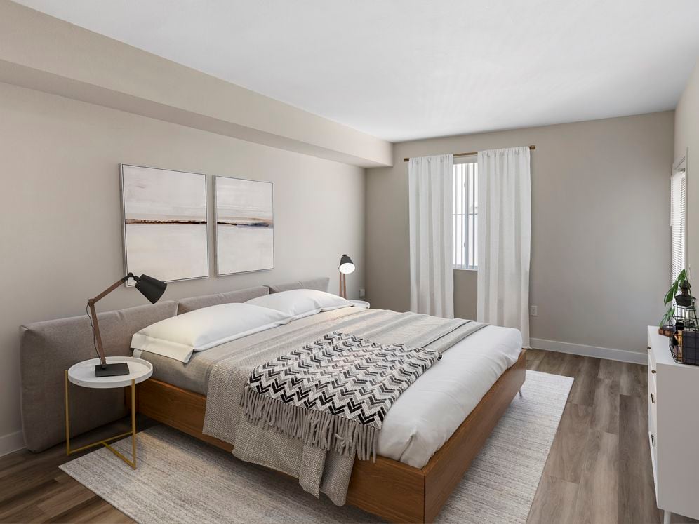 Renovated Package I bedroom with hard surface flooring