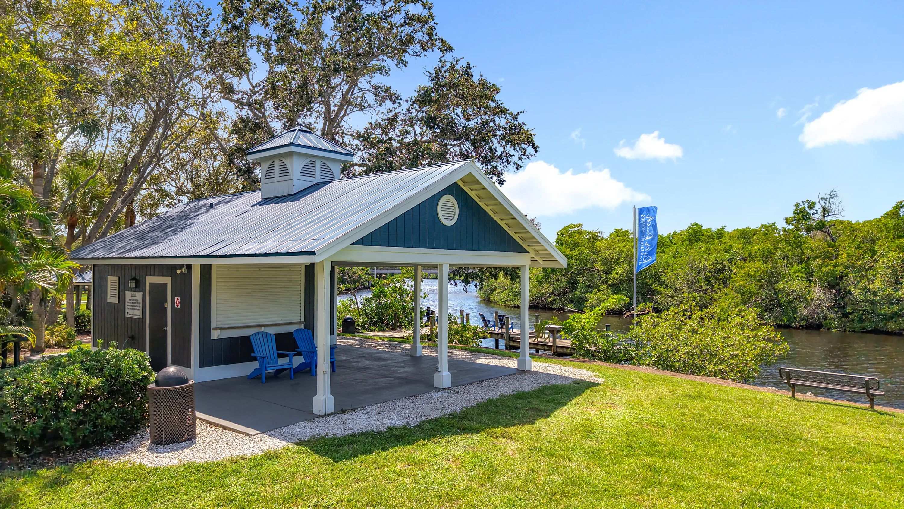 Unwind by the water in our charming pavilion steps from the dock.