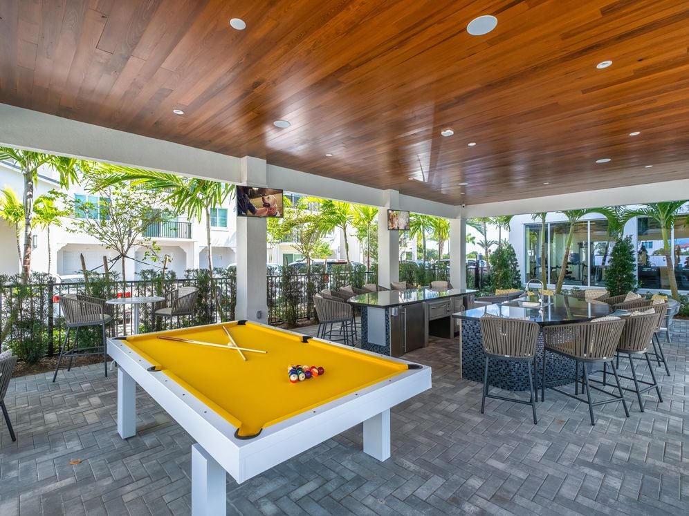 East Phase outdoor lounge with billiards