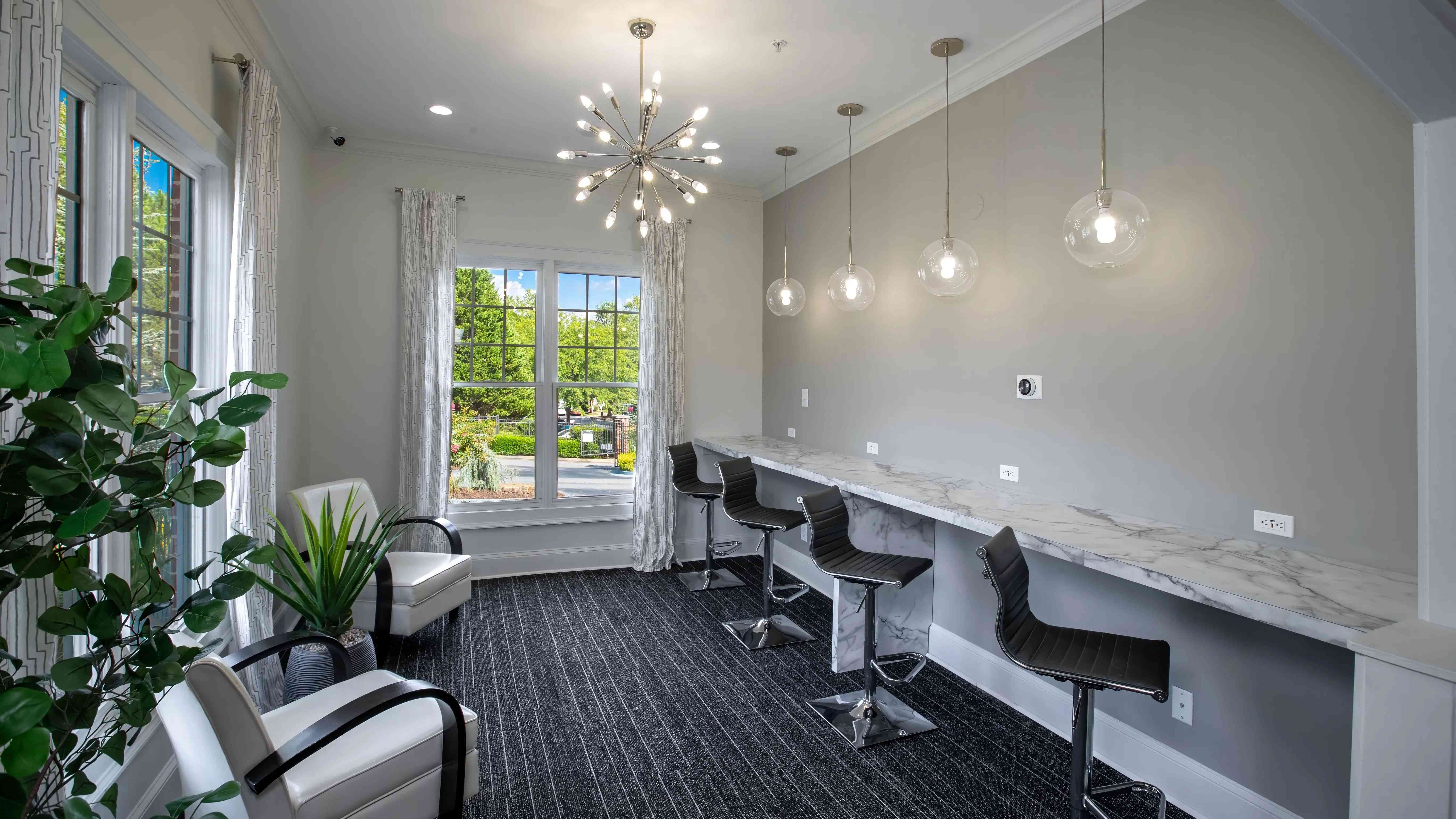 Power through tasks in our vibrant resident lounge—a space designed for productivity. 