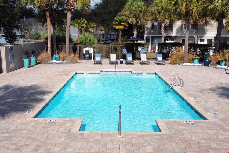 Take a dip in our sparkling swimming pool, complete with poolside loungers and cabana. We are excited to offer in-person tours while following social distancing and we encourage all visitors to wear a face covering.