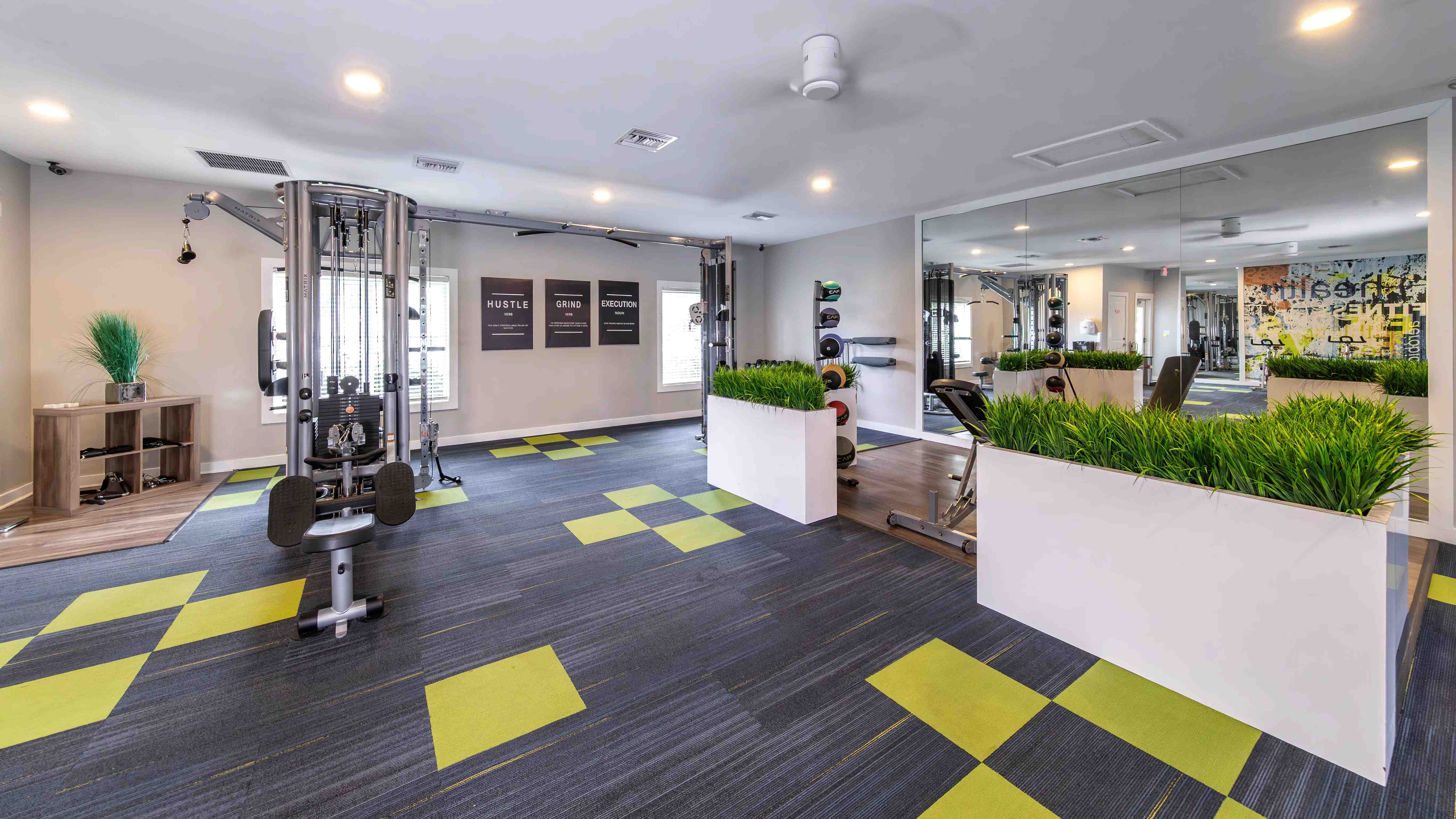 Stay motivated in our 24-hour, fully equipped fitness center featuring strength training machines, free weights, and inspiring workout spaces.