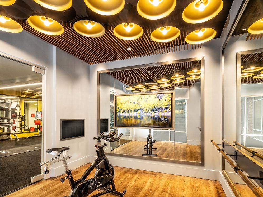 Fitness studio with spin bikes