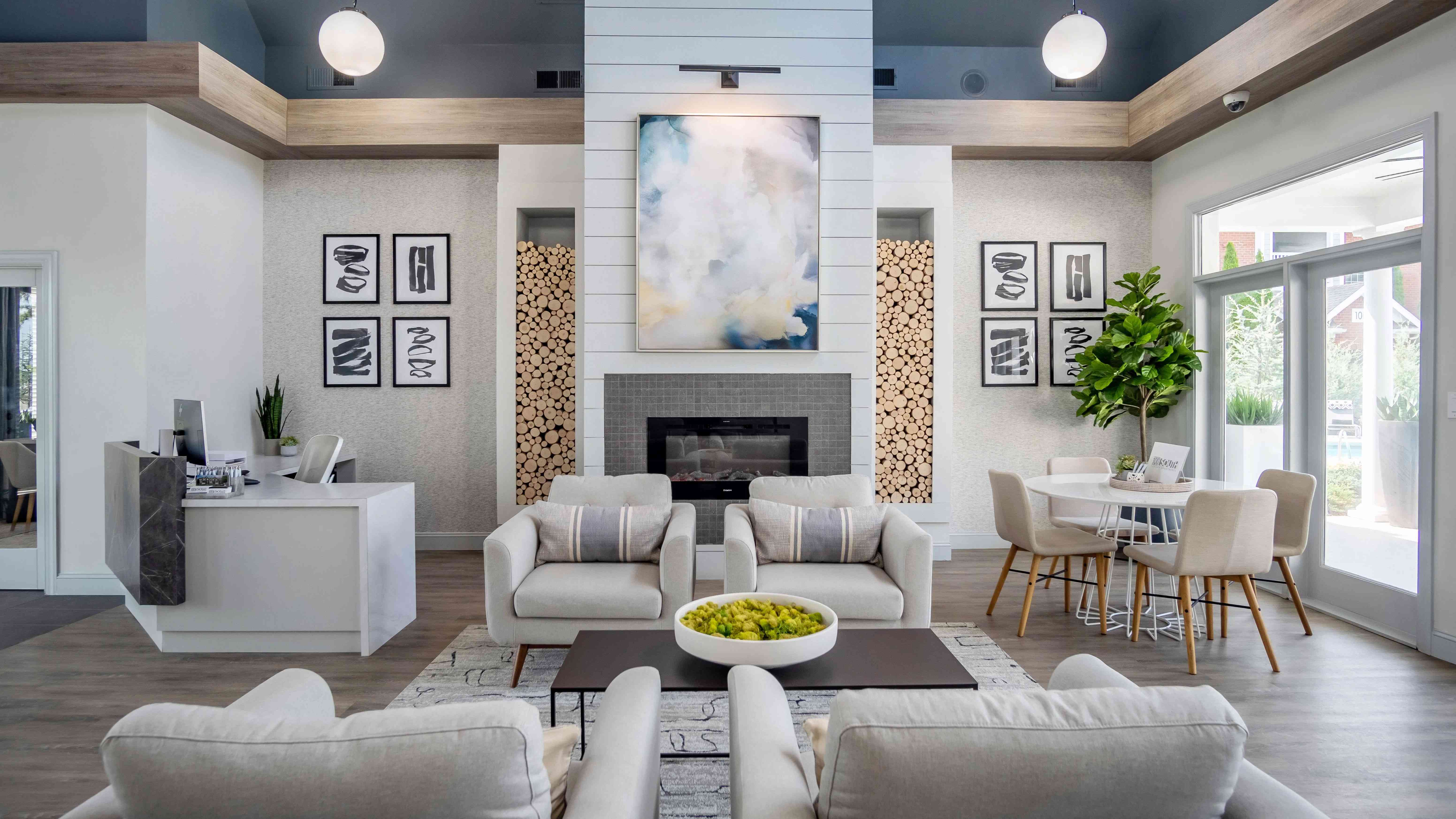 Unwind and connect in the warm ambiance of our clubhouse, complete with a fireside haven and a coffee bar.