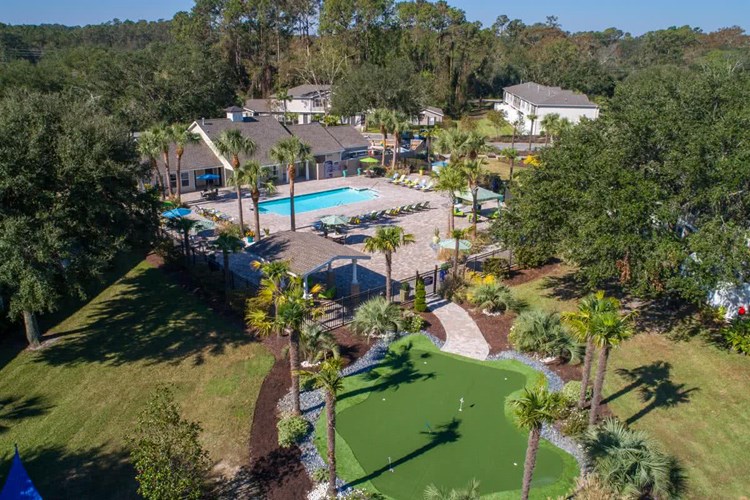 Lanier Landing features plenty of resort-style outdoor amenities including a pool and putting green.