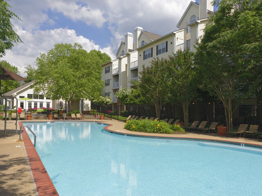 Courtyard with swimming pool and sundeck with lounge seating