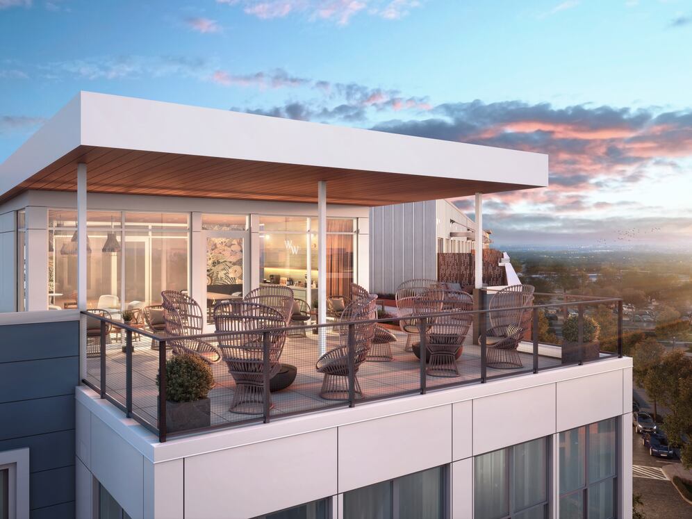 Rooftop terrace with seating and views (Rendering)