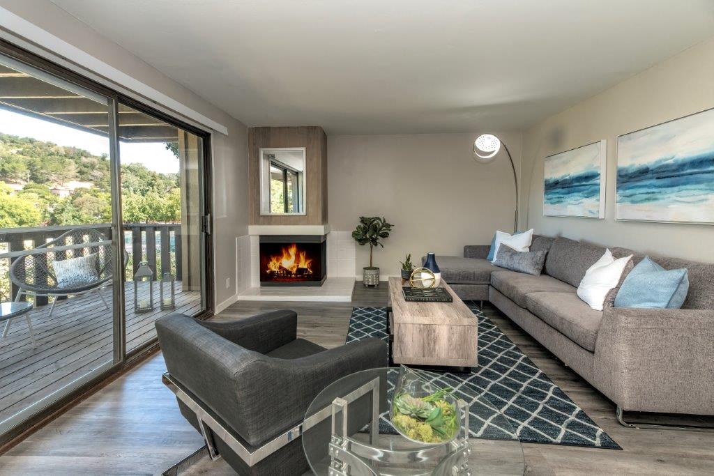 Parkside Apartments living room and fireplace