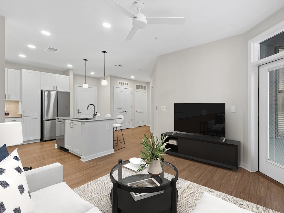 Design Collection II one bedroom corner unit kitchen and living area
