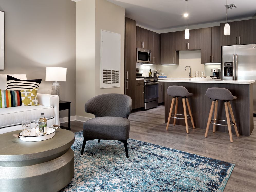 Avalon Package kitchen and living room with hard surface flooring