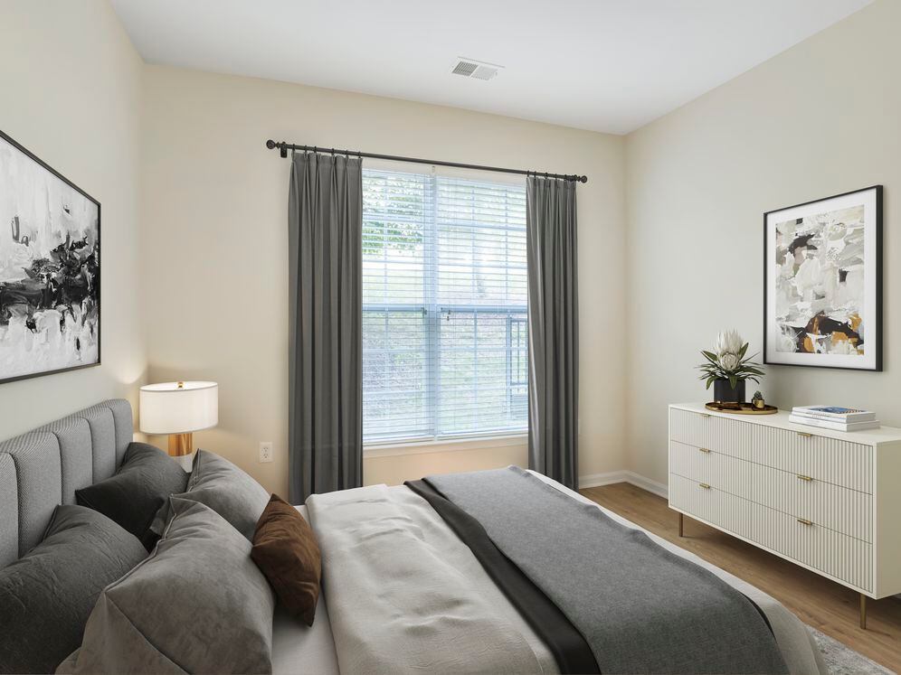 Renovated Package II bedroom with hard surface flooring