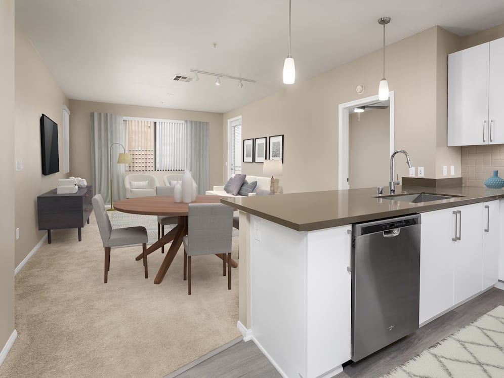 Design Scheme I living, dining, and kitchen area